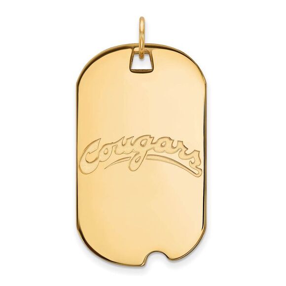 10k Yellow Gold Washington State Large Script Dog Tag Pendant